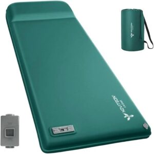 NAM-7600G Premium Camping Mattress with Built-in Inflator & Deflator – Fully Automatic Inflation & Deflation, Dual Power Mode (Rechargeable & Manual), Lightweight & Easy Storage, Green.