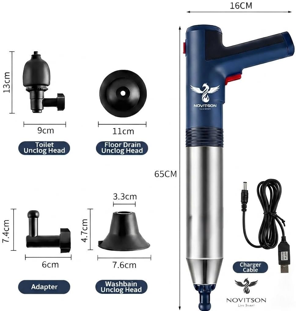 NDC-8825BE Professional Electric Sewer Block Remover – Easy Press Pipeline Cleaning Tool, Blue