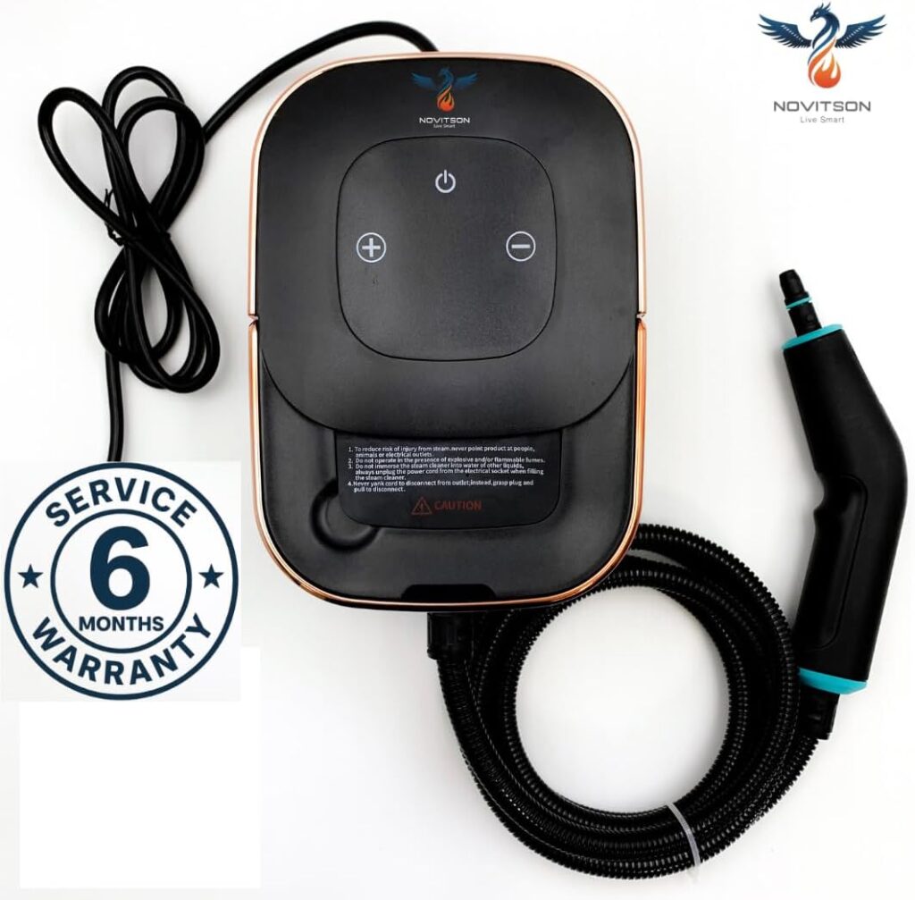 Compact Steam Cleaner, NSC-4831B, Handheld High Pressure Steamer with 8 Brush Heads for Home, Kitchen, Bathroom, Furniture & Car Detailing, Black