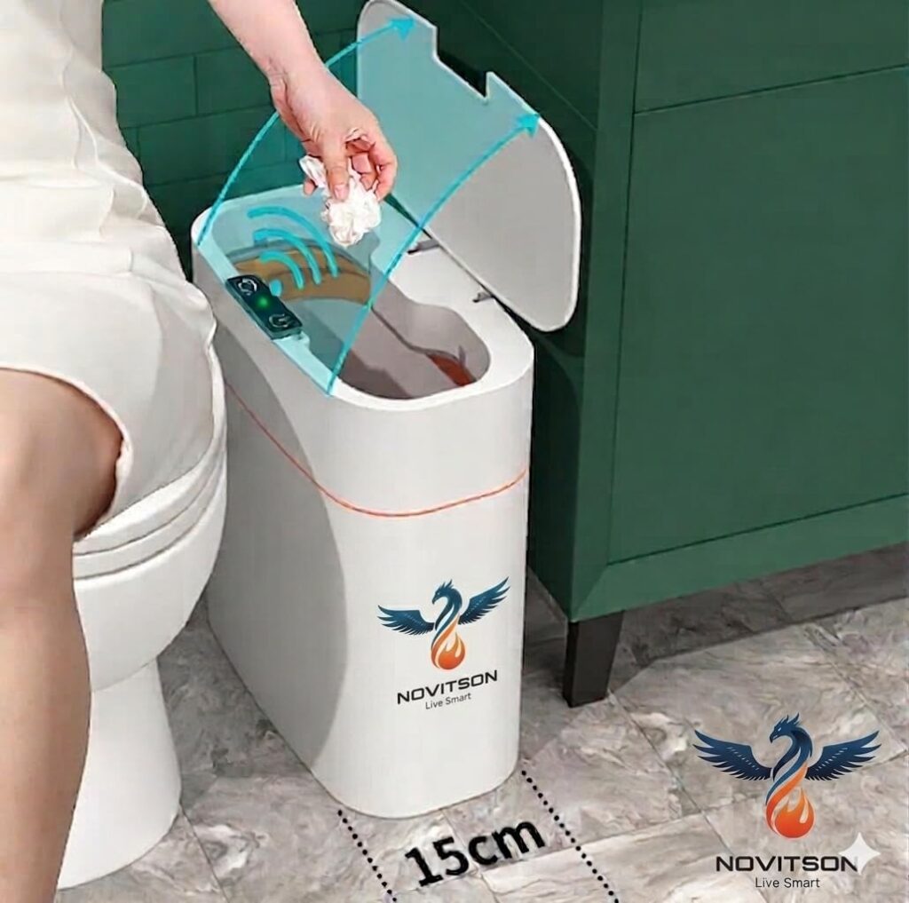 NSB-6850W 16L Automatic Smart Trash Bin — Modern Design, Effortless Disposal, Spaceless Body, Easy Everyday Use, White