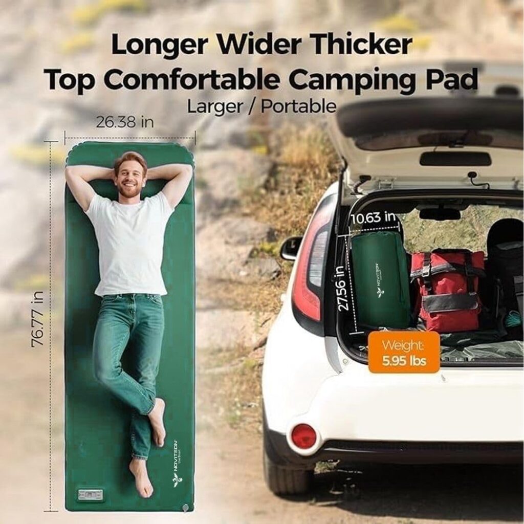 NAM-7600G Premium Camping Mattress with Built-in Inflator & Deflator – Fully Automatic Inflation & Deflation, Dual Power Mode (Rechargeable & Manual), Lightweight & Easy Storage, Green.