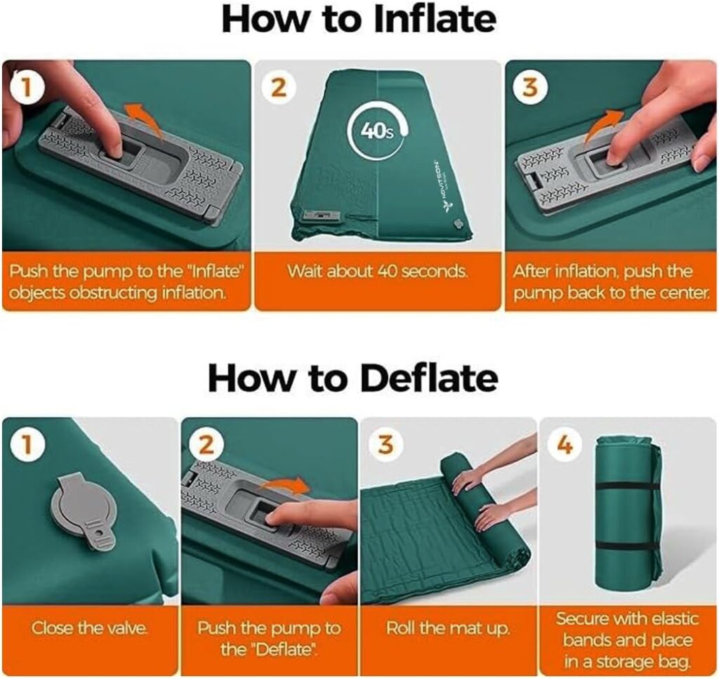 NAM-7600G Premium Camping Mattress with Built-in Inflator & Deflator – Fully Automatic Inflation & Deflation, Dual Power Mode (Rechargeable & Manual), Lightweight & Easy Storage, Green.