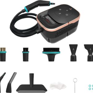 Compact Steam Cleaner, NSC-4831B, Handheld High Pressure Steamer with 8 Brush Heads for Home, Kitchen, Bathroom, Furniture & Car Detailing, Black