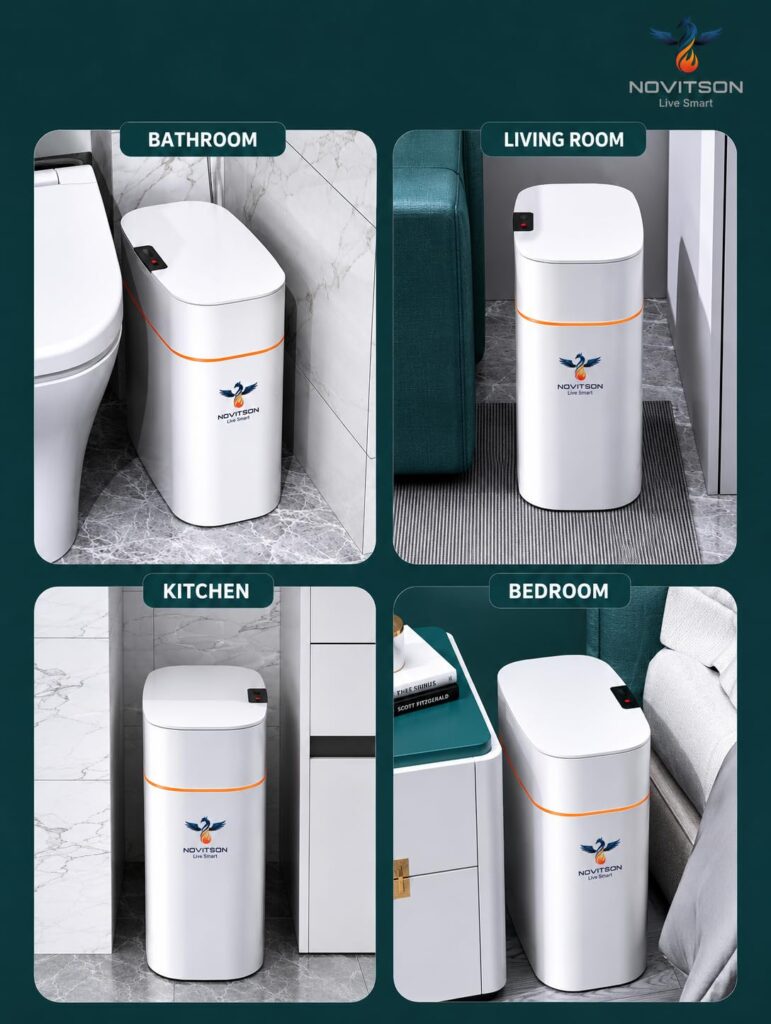 NSB-6850W 16L Automatic Smart Trash Bin — Modern Design, Effortless Disposal, Spaceless Body, Easy Everyday Use, White