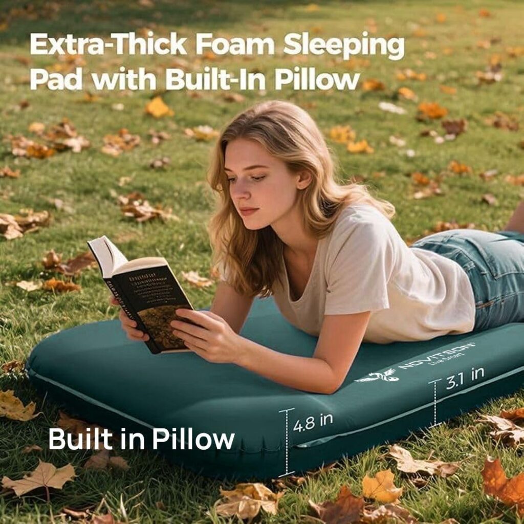 NAM-7600G Premium Camping Mattress with Built-in Inflator & Deflator – Fully Automatic Inflation & Deflation, Dual Power Mode (Rechargeable & Manual), Lightweight & Easy Storage, Green.