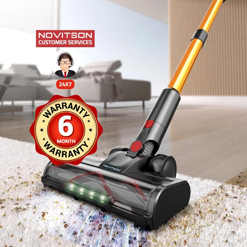 NVC-4840G Cordless Handheld Vacuum Cleaner with 60 Minutes Battery, 650W / 40Kpa Rechargeable Battery, LED Touch Display, Tangle-Free Motorized Cleaner Head, HEPA Filter, Cyclone Technology