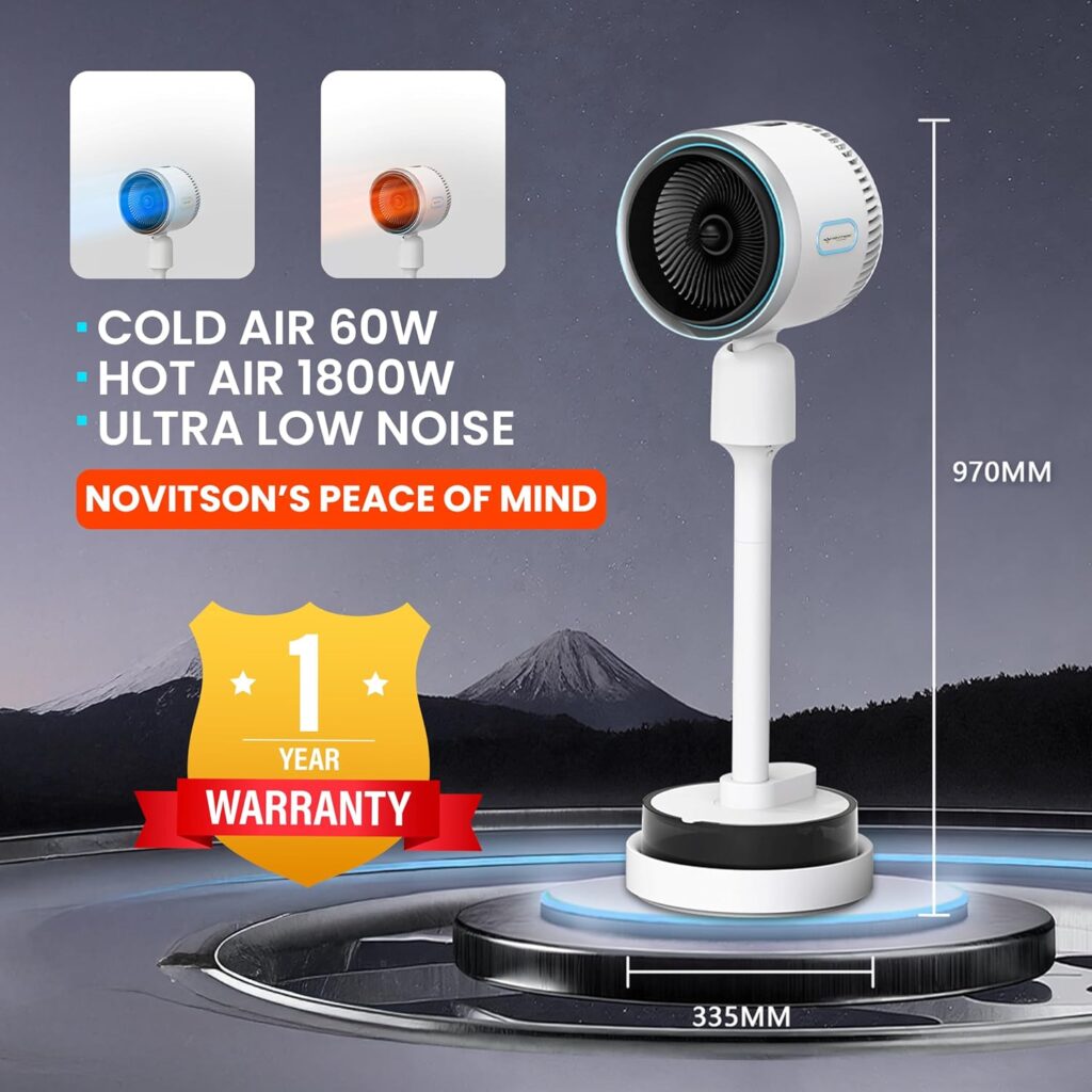 NHC-4810W Cooling & Heating Mist Fan with Humidifier, 3-Speed Fan, Natural Wind Mode, Touch Display & Remote Control, Ultra-Low Noise, Wide Oscillation for Home & Office