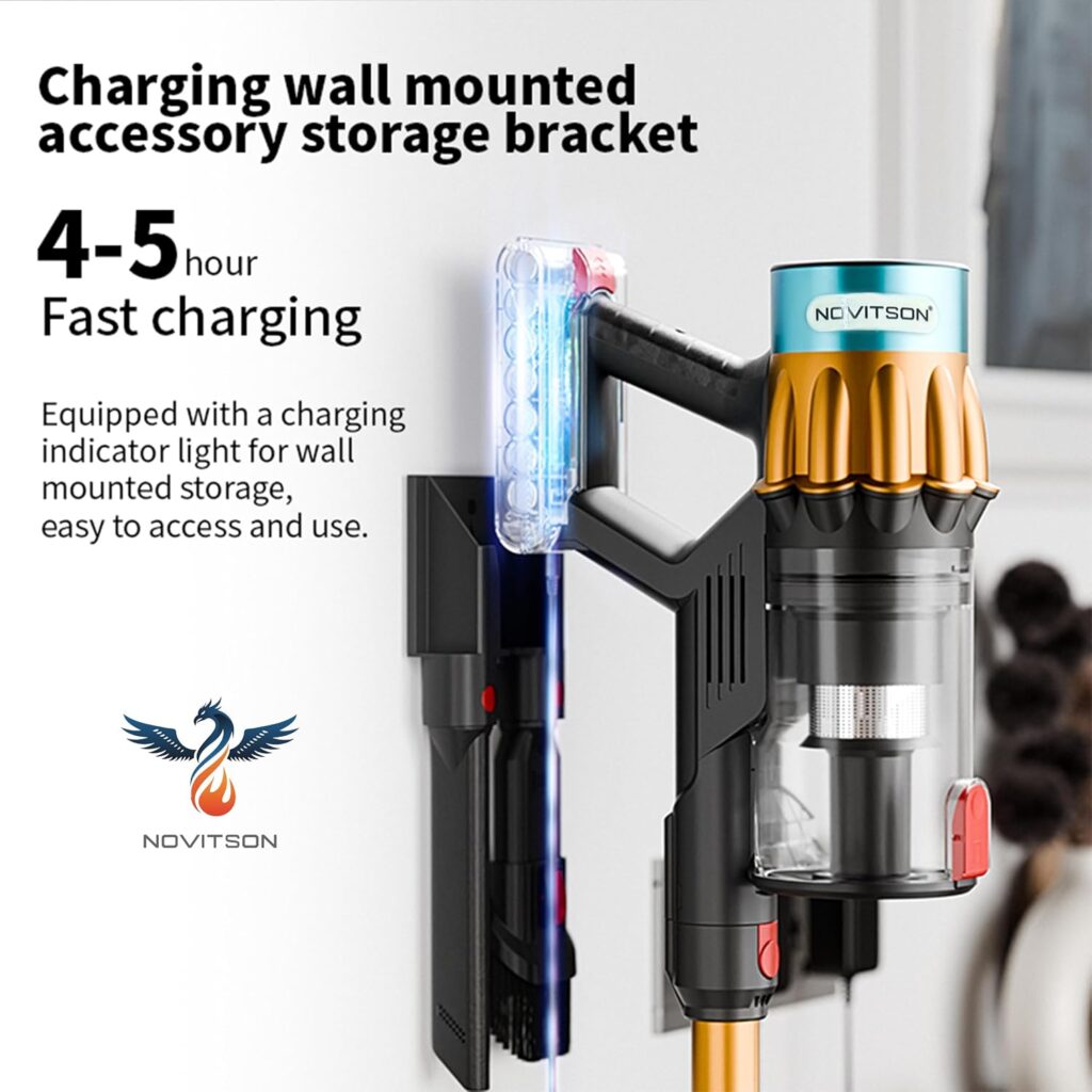 NVC-4840G Cordless Handheld Vacuum Cleaner with 60 Minutes Battery, 650W / 40Kpa Rechargeable Battery, LED Touch Display, Tangle-Free Motorized Cleaner Head, HEPA Filter, Cyclone Technology