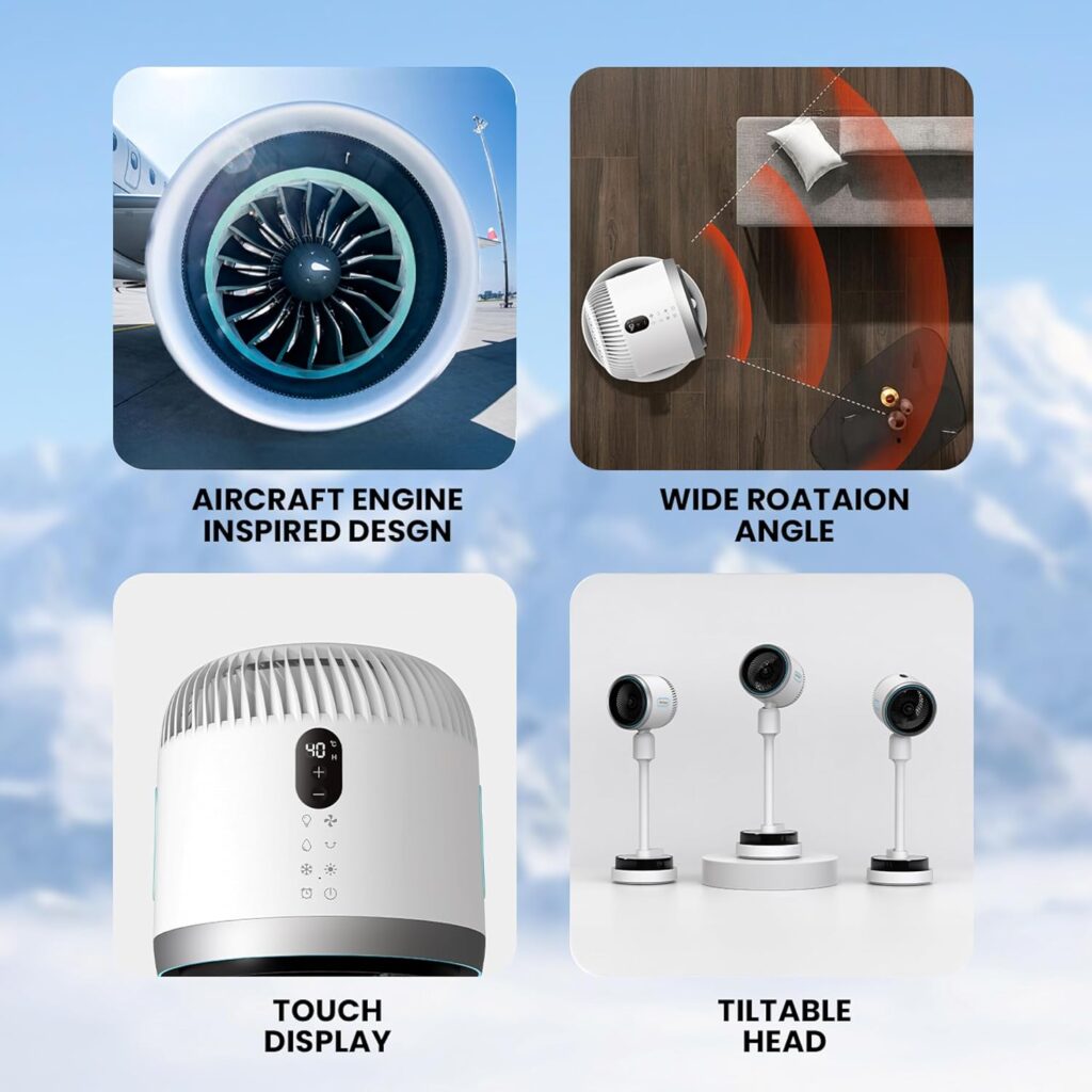 NHC-4810W Cooling & Heating Mist Fan with Humidifier, 3-Speed Fan, Natural Wind Mode, Touch Display & Remote Control, Ultra-Low Noise, Wide Oscillation for Home & Office
