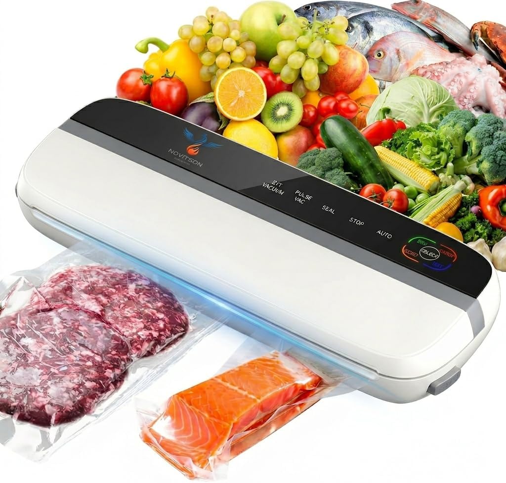 NVS-7321B Vacuum Sealer Machine for Food Preservation | Automatic Fresh Keeping & Air Sealing System, White